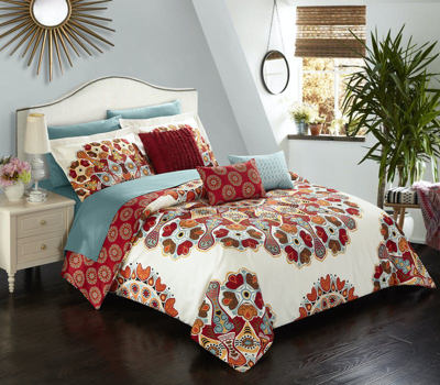 Chic Home Design Salisbury 10 Piece Reversible Comforter Bed In A Bag Large Scale Paisley Print Cont In Red