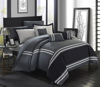 Chic Home Design Georgette 10 Piece Comforter Set Complete Bed In A Bag Pieced Color Block Banding B In Grey