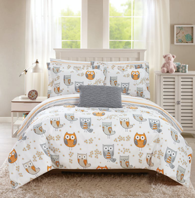 Chic Home Design Horned 8 Piece Reversible Comforter Set Cute It's A Hoot Owl Friends Youth Design B In Grey