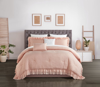 Chic Home Design Kensley 4 Piece Comforter Set Washed Crinkle Ruffled Flange Border Design Bedding In Pink