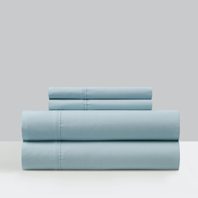 Chic Home Design Ashton 3 Piece Sheet Set Super Soft Solid Color With Piping Flange Edge Design In Blue
