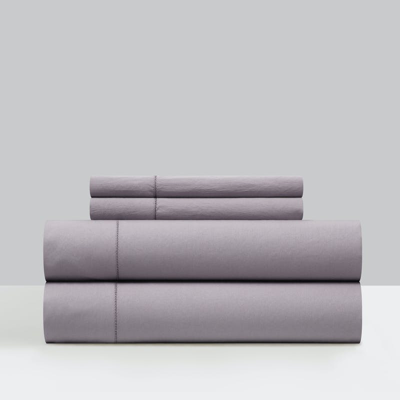 Chic Home Design Casey 3 Piece Sheet Set Solid Color Washed Garment Technique In Purple