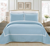 Chic Home Design Marla 2 Piece Quilt Cover Set Hotel Collection Two Tone Banded Geometric Embroidere In Blue