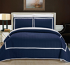 Chic Home Design Marla 7 Piece Quilt Cover Set Hotel Collection Two Tone Banded Geometric Embroidere In Blue