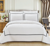 Chic Home Design Marla 7 Piece Quilt Cover Set Hotel Collection Two Tone Banded Geometric Embroidere In White