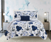 Chic Home Design Matisse 5 Piece Reversible Quilt Set "paris Is Love" Inspired Printed Design Coverl In Blue