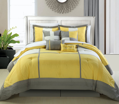 Chic Home Design Desiree Plum King 12-piece Bed In A Bag Comforter Set In Yellow