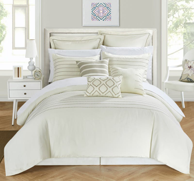 Chic Home Design Karlston 9 Piece Comforter Elegant Stitched Embroidered Design Complete Bedding Set In Brown