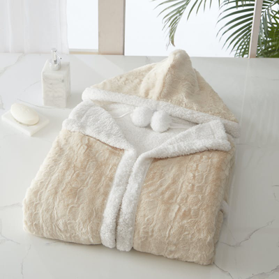 Chic Home Design Landin Snuggle Hoodie Animal Pattern Robe Cozy Super Soft Ultra Plush Micromink Cor In Brown