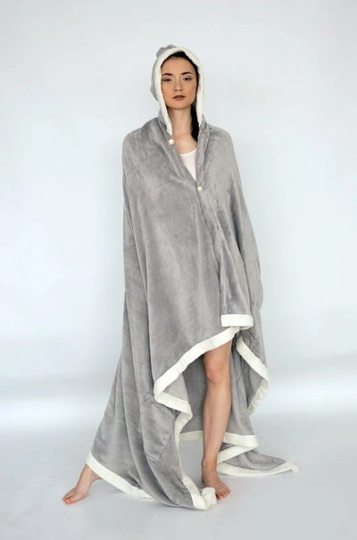 Chic Home Design Azrael Snuggle Hoodie Robe Cozy Super Soft Ultra Plush Flannel Wearable Blanket She In Gray