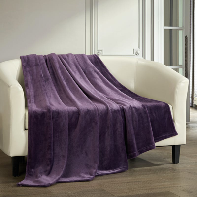 Chic Home Design Keaton Throw Blanket Cozy Super Soft Ultra Plush Micro Mink Fleece Decorative Desig In Purple