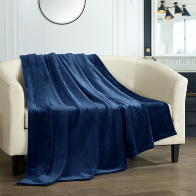 Chic Home Design Keaton Throw Blanket Cozy Super Soft Ultra Plush Micro Mink Fleece Decorative Desig In Blue