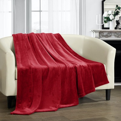 Chic Home Design Keaton Throw Blanket Cozy Super Soft Ultra Plush Micro Mink Fleece Decorative Desig In Red