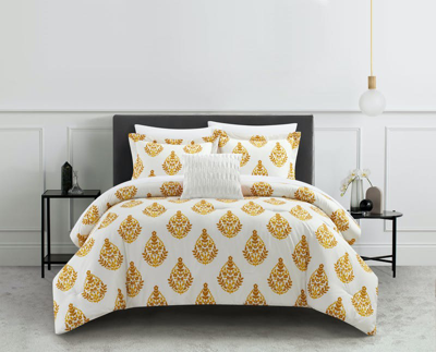 Chic Home Design Clarissa 4 Piece Comforter Set Floral Medallion Print Design Bedding In Yellow