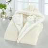 Chic Home Design Reyn Snuggle Hoodie Animal Print Robe Cozy Super Soft Ultra Plush Micromink Sherpa  In White