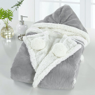Chic Home Design Reyn Snuggle Hoodie Animal Print Robe Cozy Super Soft Ultra Plush Micromink Sherpa  In Grey