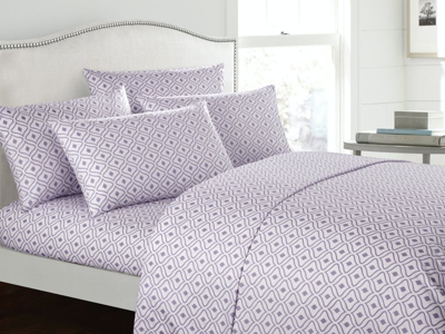 Chic Home Design Fawn 4 Piece Sheet Set Super Soft Two-tone Diamond Print Geometric Pattern Deep Poc In Purple