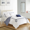 Chic Home Design Xanti 4 Piece Reversible Duvet Cover Set Greek Key Embroidered Modern Watercolor Pr In Blue