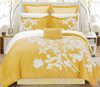Chic Home Design Ayesha 7-piece Comforter Set Bed Skirt, Four Shams And Decorative Pillow Included In Yellow
