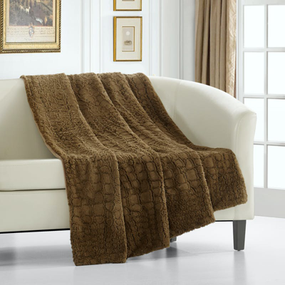 Chic Home Design Caiman Throw Blanket New Faux Fur Collection Cozy Super Soft Ultra Plush Micromink  In Gold
