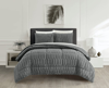 Chic Home Design Pacifica 3 Piece Comforter Set Textured Geometric Pattern Faux Rabbit Fur Micro-min In Grey