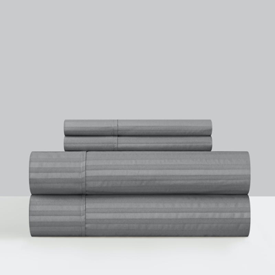 Chic Home Design Siena 3 Piece Sheet Set Solid Color Striped Pattern Technique In Gray