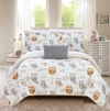 Chic Home Design Strix 4 Piece Reversible Quilt Set Cute It's A Hoot Owl Friends Youth Design Bed In A Bag In Grey