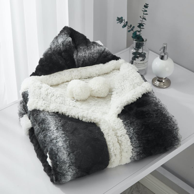 Chic Home Design Aisha Snuggle Hoodie Animal Print Robe Cozy Super Soft Ultra Plush Micromink Sherpa In Black