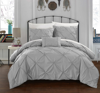 Chic Home Design Whitley 4 Piece Duvet Cover Set Ruffled Pinch Pleat Design Embellished Zipper Closu In Gray