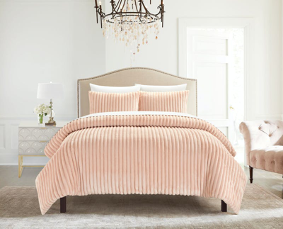 Chic Home Design Fargo 2 Piece Comforter Set Microplush Channel Quilted Solid Micromink Backing Bedd In Pink