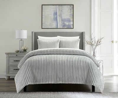 Chic Home Design Fargo 2 Piece Comforter Set Microplush Channel Quilted Solid Micromink Backing Bedd In Gray