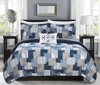 Chic Home Design Viona 6 Piece Reversible Quilt Coverlet Set Embossed Patchwork Bohemian Paisley Pri In Blue