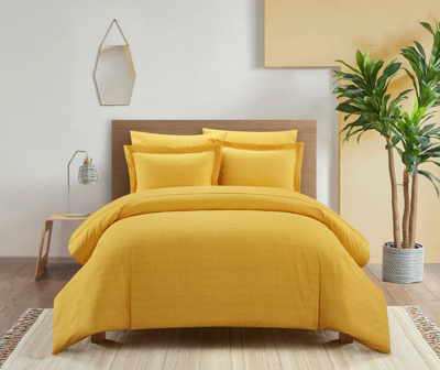 Chic Home Design Tyson 7 Piece Duvet Cover Set Contemporary Solid Color Shell With White Spots Anima In Yellow