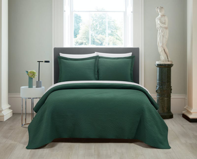 Chic Home Design Teah 3 Piece Quilt Set Contemporary Organic Wave Pattern Bedding In Green