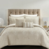 Chic Home Design Hubli 5 Piece Comforter Set Embroidered Pattern Heathered Bedding In Brown