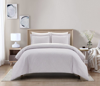 Chic Home Design Wesley 3 Piece Duvet Cover Set Contemporary Solid White With Dot Striped Pattern Pr In Neutral