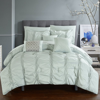 Chic Home Design Luna 10 Piece Comforter Bed In A Bag Ruffled Pinch Pleat Embellished Design Complet In Green