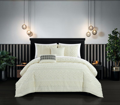 Chic Home Design Addison 5 Piece Comforter Set Jacquard Chevron Geometric Pattern Design Bedding In Brown