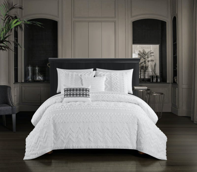 Chic Home Design Addison 9 Piece Comforter Set Jacquard Chevron Geometric Pattern Design Bed In A Ba In White