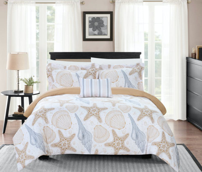 Chic Home Design Catriona 8 Piece Reversible Duvet Cover Set "life In The Sea" Theme Print Design Be In Brown