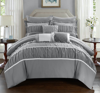 Chic Home Design Wanda 10 Piece Comforter Set Complete Bed In A Bag Pleated Ruched Ruffled Bedding In Grey