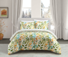 Chic Home Design Robin 7 Piece Duvet Cover Set Reversible Hand Painted Floral Print In Green