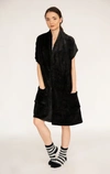 Chic Home Design Roux Wrap Snuggle Robe Cozy Super Soft Ultra Plush Flannel Fleece Wearable Blanket In Black
