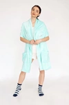 Chic Home Design Roux Wrap Snuggle Robe Cozy Super Soft Ultra Plush Flannel Fleece Wearable Blanket In Blue