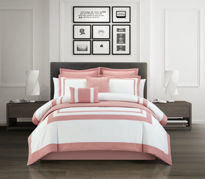 Chic Home Design Hortense 12 Piece Comforter And Quilt Set Hotel Collection Design Fish Scale Patter In Pink