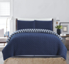 Chic Home Design Sabina 3 Piece Reversible Comforter Set Embossed And Embroidered Quilted Bedding In Blue