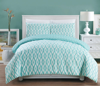 Chic Home Design Sabina 3 Piece Reversible Comforter Set Embossed And Embroidered Quilted Bedding In Blue