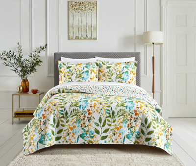 Chic Home Design Shea 2 Piece Quilt Set Reversible Hand Painted Floral Print Design Bedding In Multi