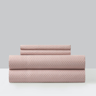 Chic Home Design Denae 3 Piece Sheet Set Super Soft Graphic Herringbone Print Design In Pink