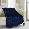 Chic Home Design Penina Shaggy Throw Blanket New Faux Fur Collection Cozy Super Soft Ultra Plush Mic In Blue